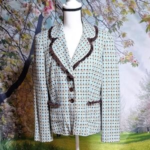 Focus 2000 Women's Blue and Brown Patterned Blazer